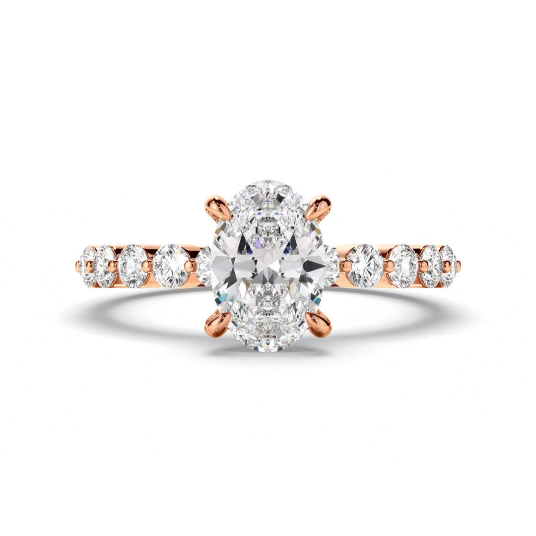 Luna – Oval Engagement Ring with Diamond Accent Band