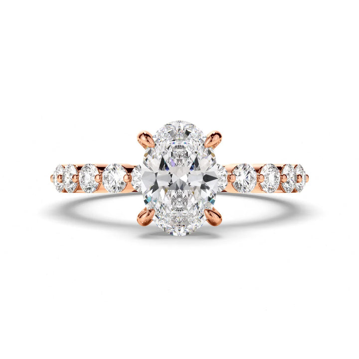 Luna – Oval Engagement Ring with Diamond Accent Band