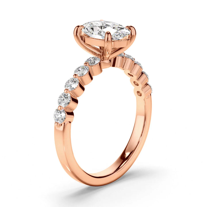 Luna – Oval Engagement Ring with Diamond Accent Band