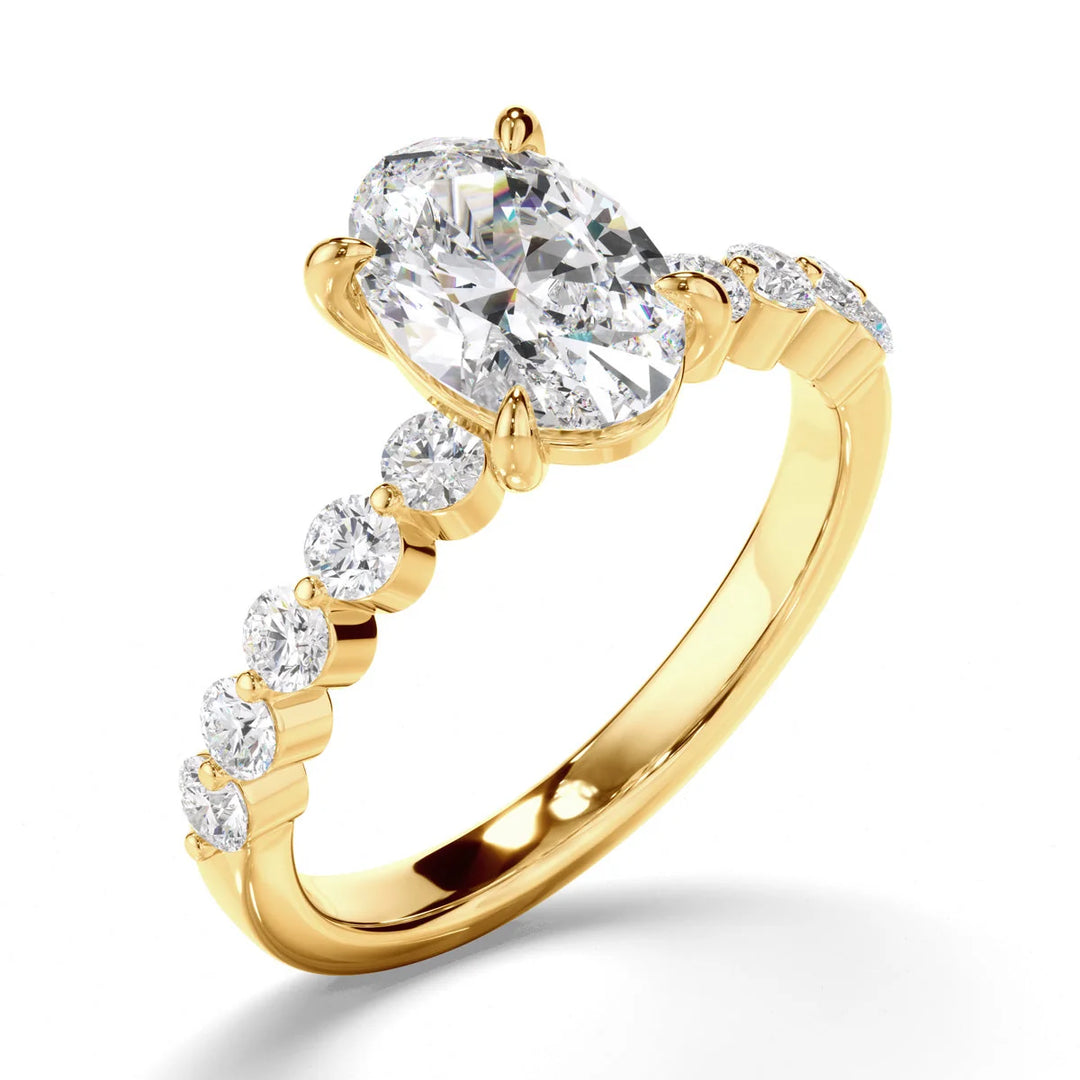 Luna – Oval Engagement Ring with Diamond Accent Band