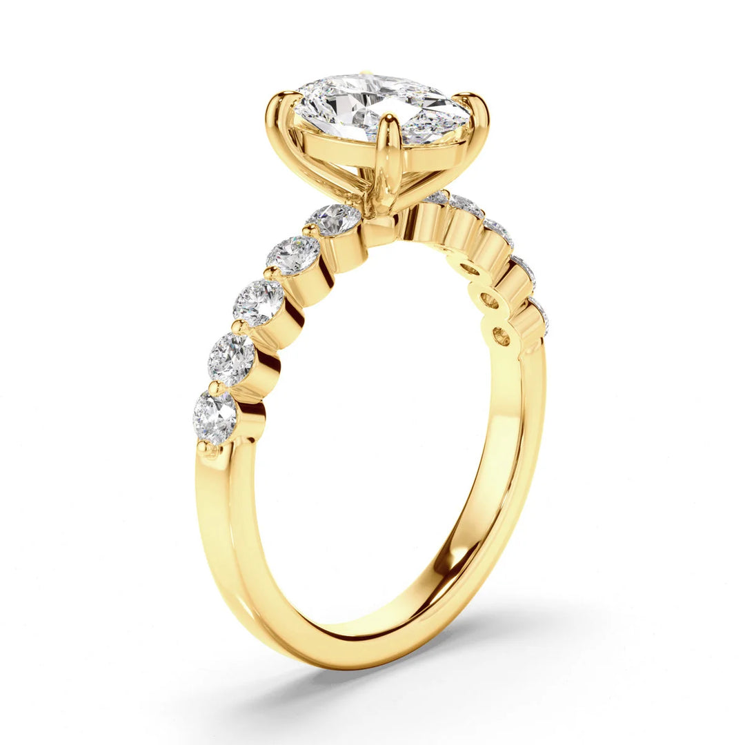 Luna – Oval Engagement Ring with Diamond Accent Band